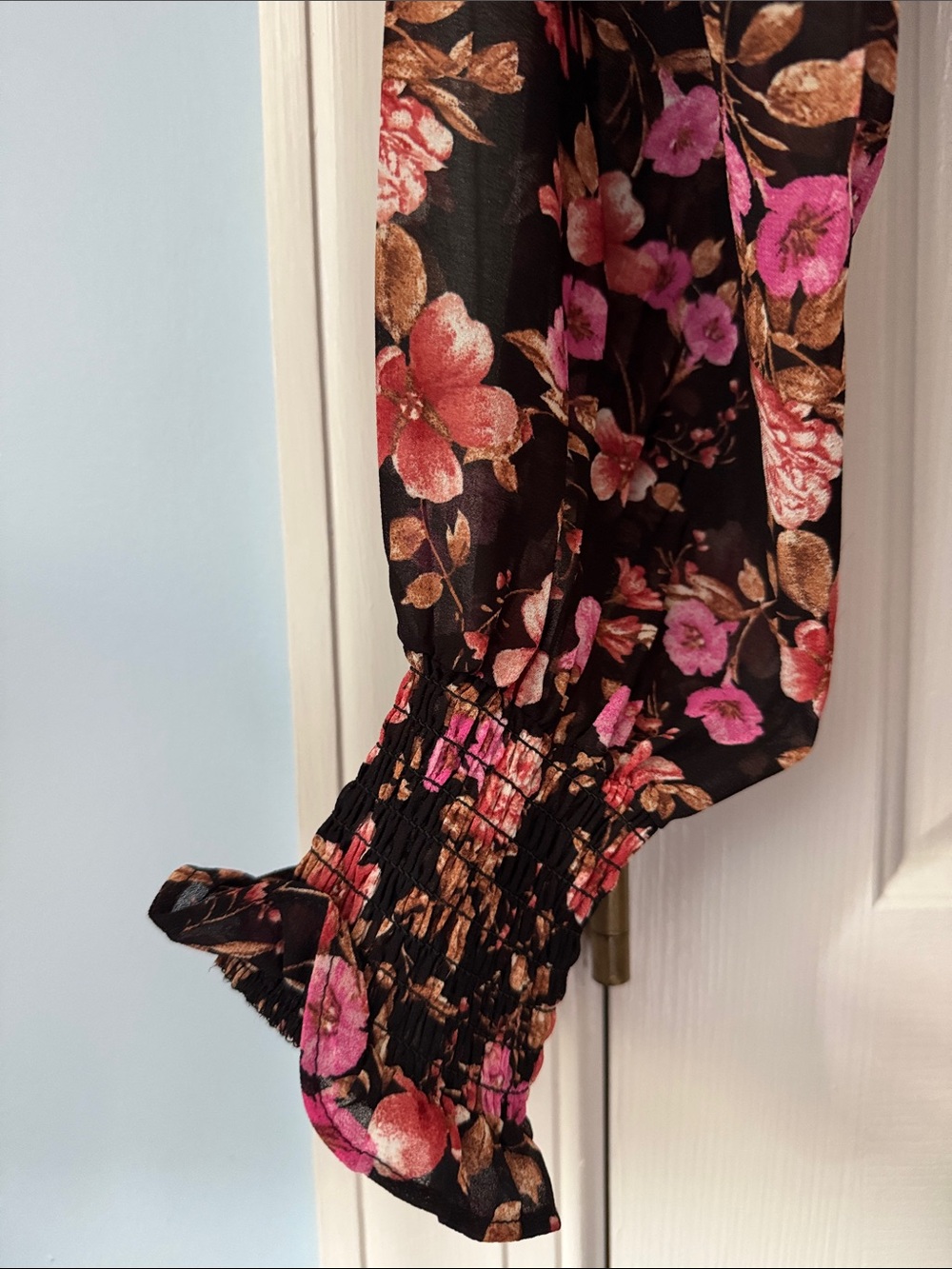Forever 21 Black Floral Square-Neck Mini Dress with Pink & Brown Flowers - Picture 3 of 6